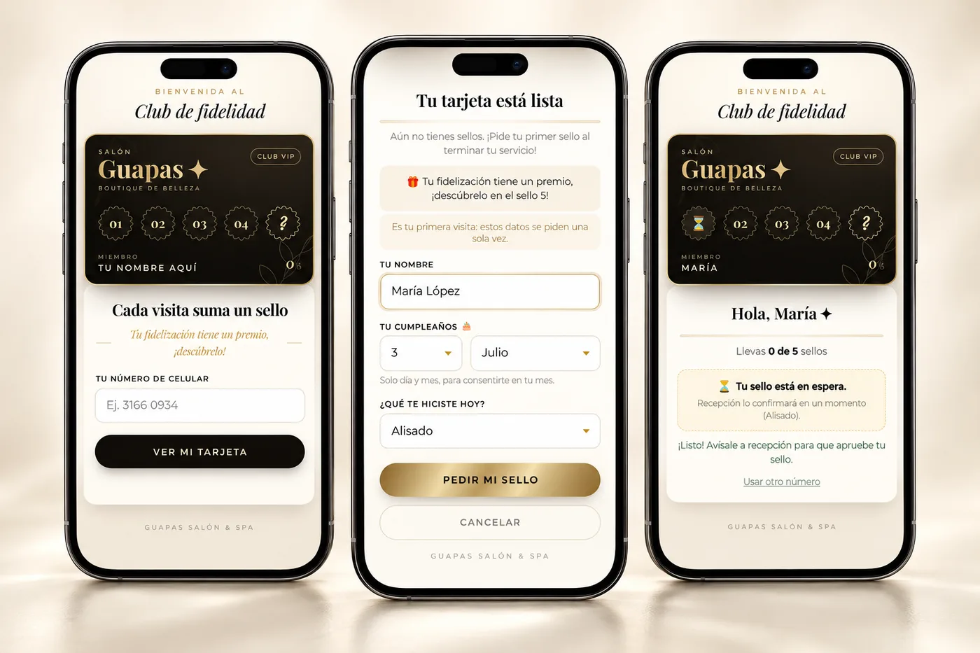Cliente pidiendo su sello desde la tarjeta digital en el celular