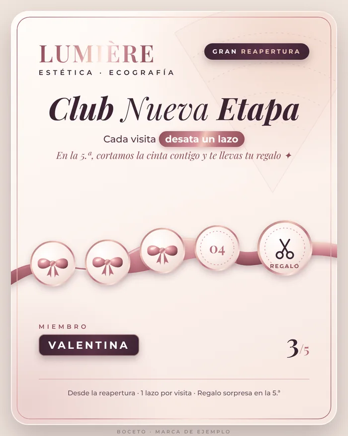 Ejemplo de tarjeta de fidelización digital para clínica estética